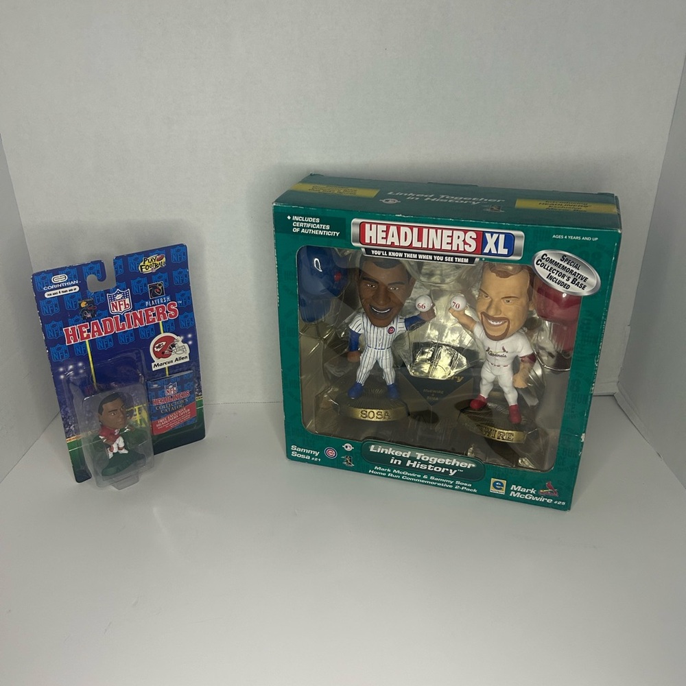 Headliners XL Sammy Sosa Mark McGwire Signed COA + Marcus Allen Chiefs NIB